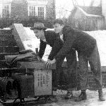 When notice was given that the Navy was coming to campus, women students did not have much time to move out of the dorms and into the fraternity houses. Most of their belongings were moved by sled.